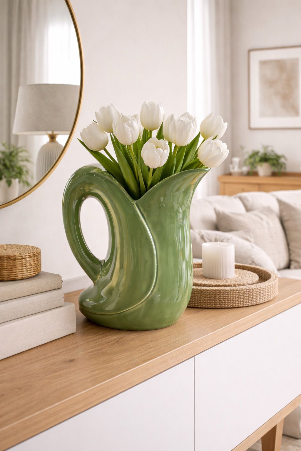 Vaso decorativo Folha de Bananeira verde em cerâmica